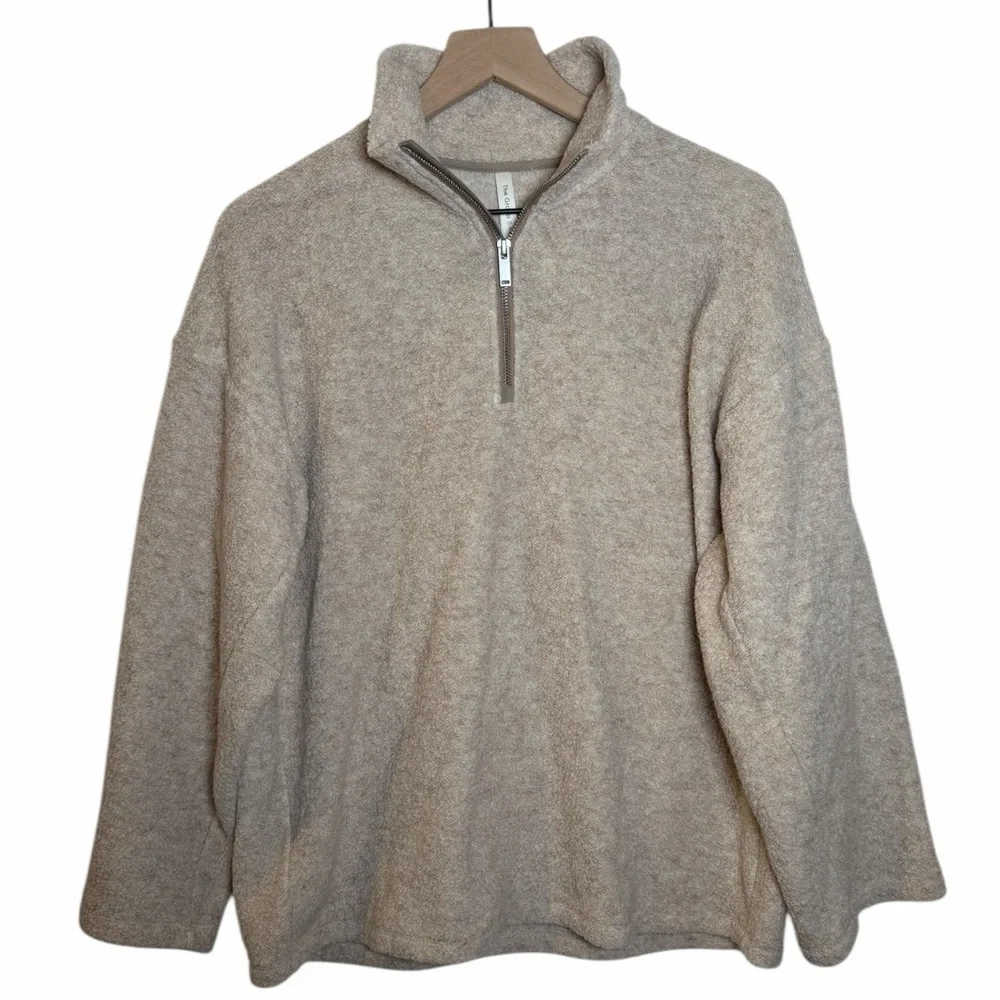 Babaton Oatmeal Wool Blend Half Zip Oversized Sweater Cozy Aritzia Small